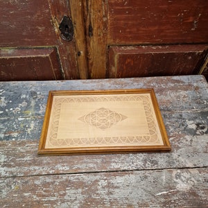 Hand carved serving tray from 1920-40s,rustic antique, Bent wood, Norwegian folk-art, rustic and primitive, Norwegian acanthus roses,vintage