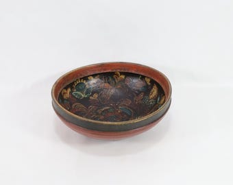 Antique Norwegian Ale Bowl with Charming Rosemaling Motif - Rustic Wedding Table Decoration