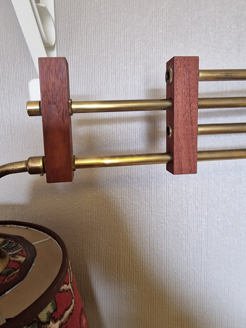 Fantastic 1950s Norwegian designed teak wall lamp,Wall scone lamp,Interior lamp,Flower lamp shade,Scandinavian design,Rare design lamp image 8