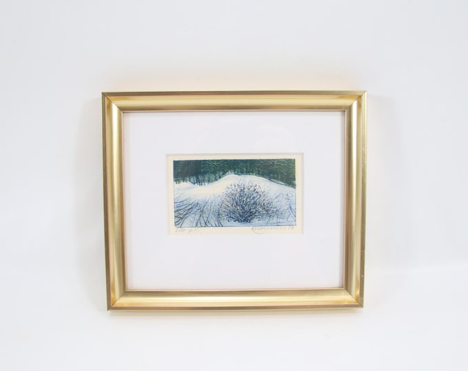 1989 Norwegian Winter Lithograph | Snowy Landscape Art Print | Vintage Scandinavian Nature Scene | Signed Nordic Artwork | Framed Wall Decor
