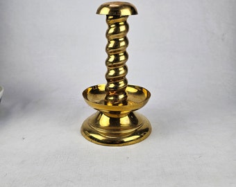 1920s brass Handmade Norwegian Candlestick  - Norwegian Brass candlestick holder - Home decor - Beatiful hand made folkart