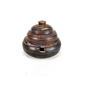 Antique 1800s Century Triple Tine Keepsake Box - Original Norwegian Folk Art - Rustic Home Decor