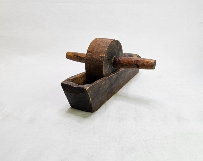 Authentic 1800s Norwegian Wooden Coffee Grinder - Rustic Antique Scandinavian Folk-Art