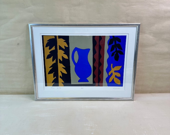 Limited Edition Lithography by Hilde Vemren - Blue Motif - Norwegian Artist - Number 28 of 140