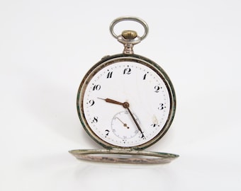 Antique IWC Pocket Watch | Silver 0.800 Swiss Open Face | Circa 1910 Mechanical 15 Jewel Movement | Porcelain Dial | Working Condition