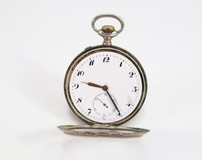 Antique IWC Pocket Watch | Silver 0.800 Swiss Open Face | Circa 1910 Mechanical 15 Jewel Movement | Porcelain Dial | Working Condition