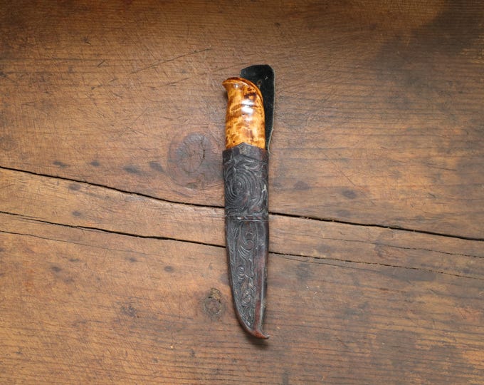 Norwegian Hand Forged Knife |  Vintage Handmade Knife | Birch Handle Knife | Nordic Collectible | Knife Gift