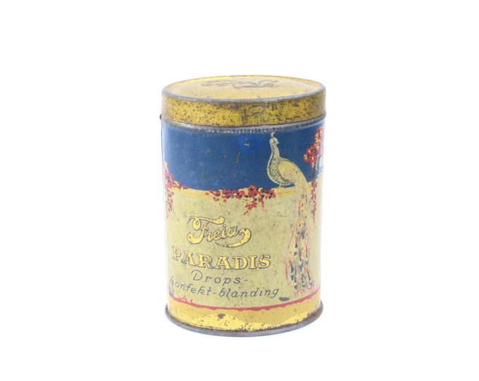 Freia "Paradis" candy drops  Tin Box | 1940 Vintage Collectible | Nordic Charm | Floral Design | Retro Gift