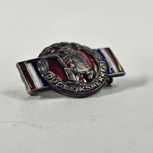 Norwegian Military Sharpshooter Badge | Silver Enamel Badge | Collectible Military Badge | Handmade | Vintage 1940s | Red Blue White
