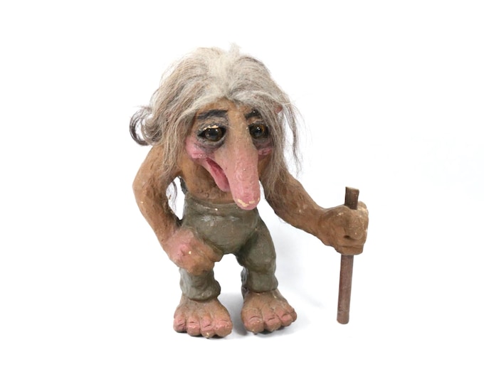 Vintage NY Form Norwegian Troll Figurine Scandinavian Folk Art Collectible Nordic Decor Norway Mythology Cabin Display