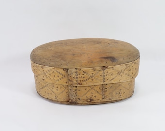 Norwegian Antique Tine Box with Rustic Patina for Primitive Decor - Folk Art Inspired