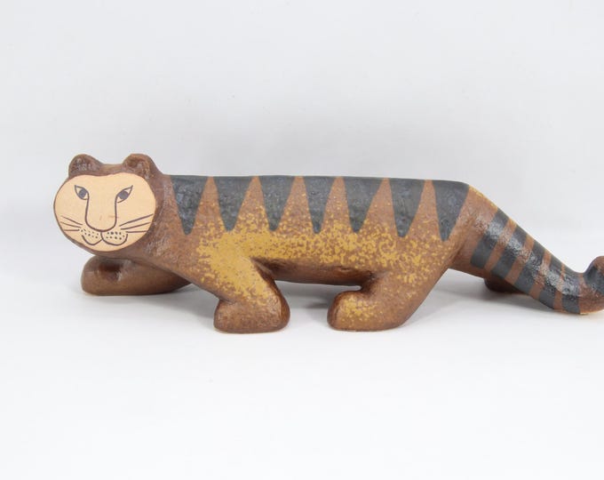 Lisa Larson Tiger Figurine | Vintage Scandinavian Ceramic Art by Gustavsberg Sweden | Mid Century Nordic Animal Decor Collectible