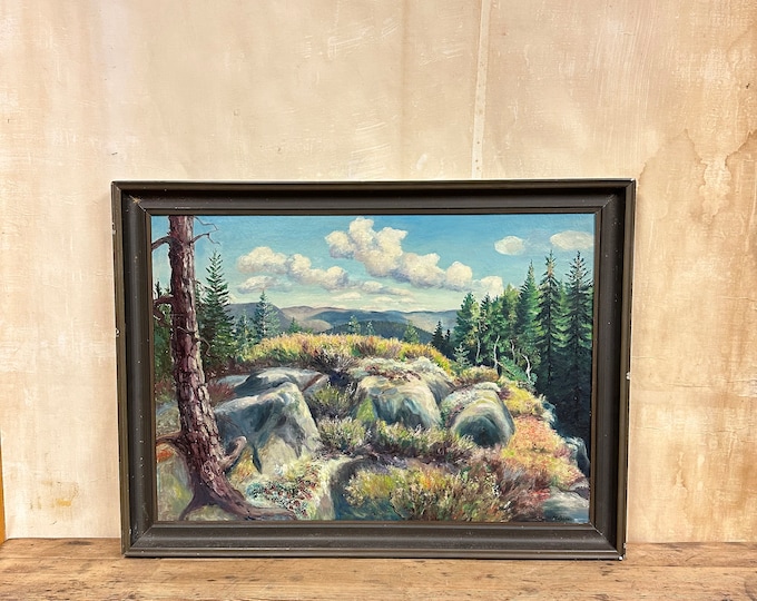 Vintage Norwegian Landscape Painting - signed Aadalen - Mid-Century Artwork - Scandinavian Treasure from the 1950s