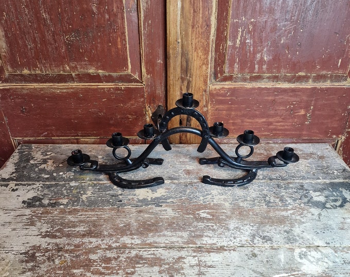 Vintage Norwegian wrought iron 7 Candle holder,Wrought iron candlesticks, mid-century, Scandinavian Candle Holder, vintage Norwegian folkart