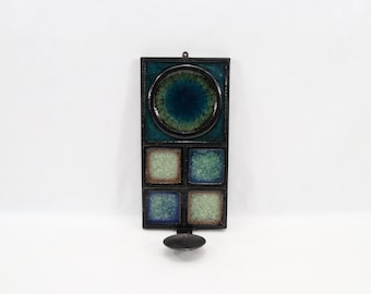 Konrad Galaaen Ceramic Wall Candle Holder - 1960s Scandinavian Modernist Design in Iron