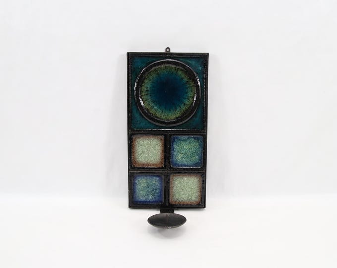 Konrad Galaaen Ceramic Wall Candle Holder - 1960s Scandinavian Modernist Design in Iron