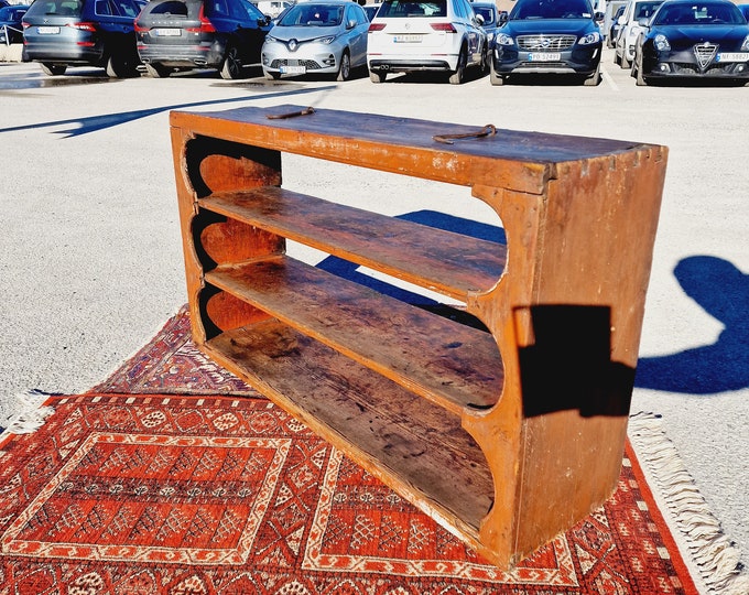 Norwegian Handcrafted Antique Rustic 1800s Shelf: Vintage Charm for Farmhouse Decor