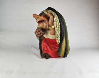 One-of-a-Kind Hand Carved Henning Figurine - Impressive Centerpiece for Unique Wooden Art Collectible - Norwegian Folkart