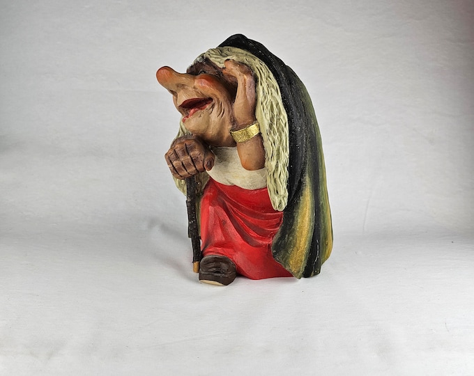 One-of-a-Kind Hand Carved Henning Figurine - Impressive Centerpiece for Unique Wooden Art Collectible - Norwegian Folkart
