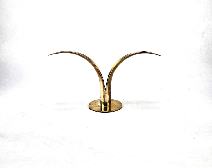 Vintage Mid Century Modern Lily Candlestick Holder - Ystad Metal Sweden 1950s - Scandinavian Home Decor
