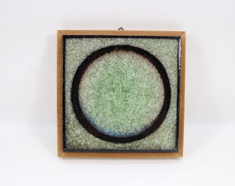 Norwegian Framed Ceramic Art by Konrad Galaaen | Porsgrund Porcelain 1960s Studio Glaze | Scandinavian Mid Century Wall Art