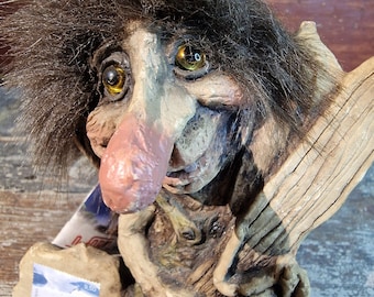 Whimsical Vintage Trolls: Authentic Norwegian NY-Form Troll - A Delightful Piece of Norway's Folk Art