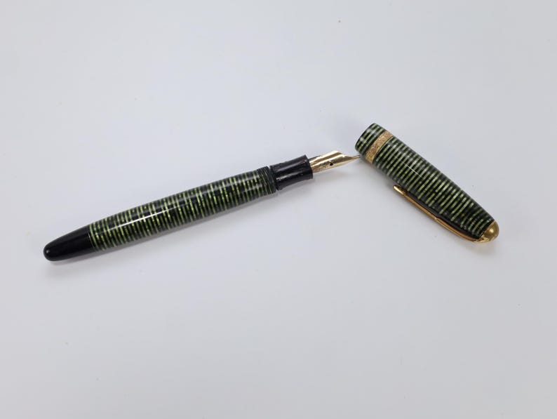 Parker Vacumatic Pluma Estilográfica Vintage Emerald Pearl Años 30 40 Oro 14K Art Deco Coleccionista imagen 10