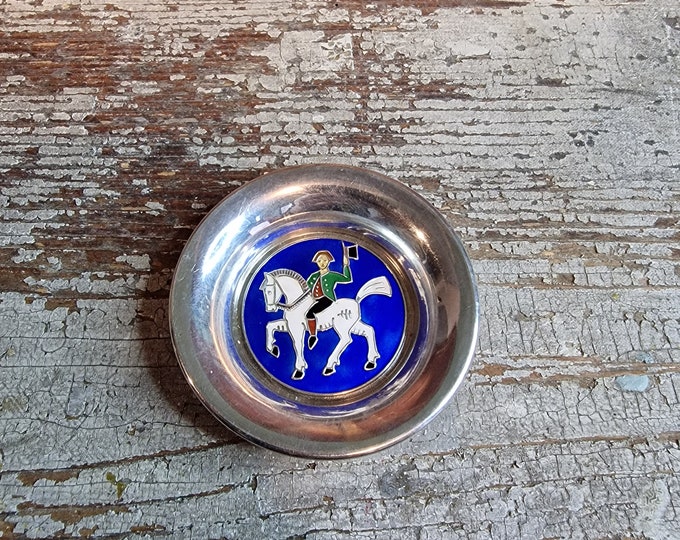 Bowl in silver and enamel with horse and rider motif in 925 silver  Collectable jewelry,Wedding gift jewelry,Vintage jewelry,Exciting silver