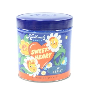 Kiellands Candy &quot;Sweetheart&quot; Tin Box | 1940 Vintage Collectible | Nordic Charm | Floral Design | Retro Gift