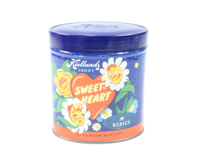 Kiellands Candy "Sweetheart" Tin Box | 1940 Vintage Collectible | Nordic Charm | Floral Design | Retro Gift
