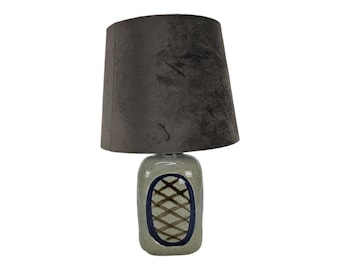 Vintage Knabstrup Table Lamp from 1960s with Gray Velvet Lampshade - Vintage Dannish design