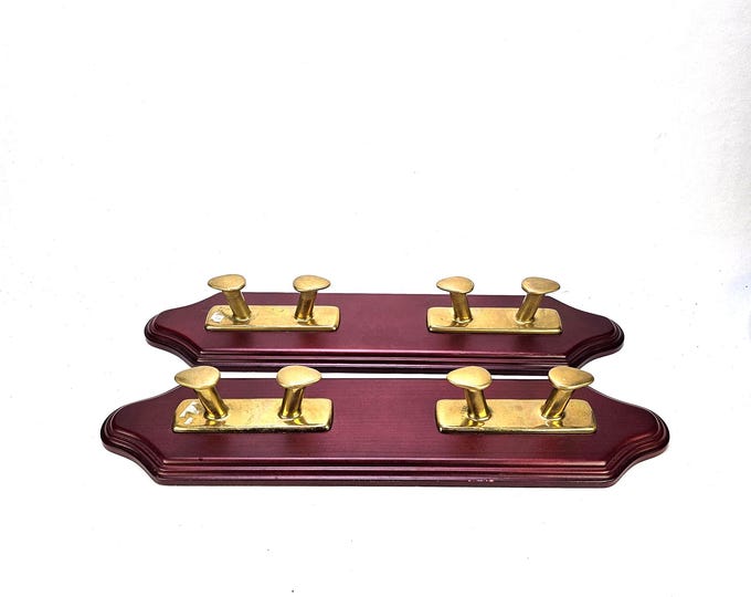 Brass Boat Bollard Wall Hook Rack | Nautical Wall Hung Pegs for Coats & Towels | Vintage Maritime Home Decor