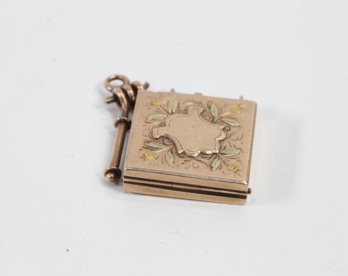 Antique Victorian Era Pendant Locket 1903 | Gold Filled Photo Holder | French Seed Pearl Locket | Girlfriend Gift