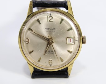 Relide Automatic 21 Jewel Watch | Vintage 1960s Swiss 33mm Gold-Tone Wristwatch | Mid-Century Men’s Mechanical Automatic Watch Swiss Made