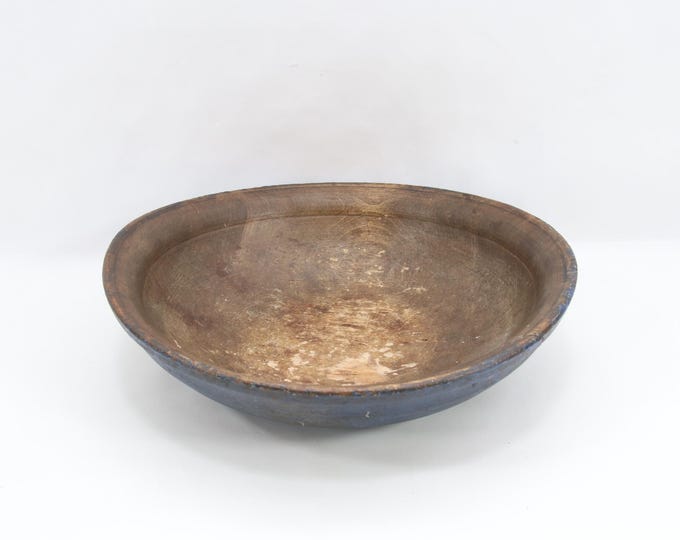 Norwegian Blue Painted Treen Bowl 1700s | Over 300 Years Old | Telemark Folk Art Wooden Bowl