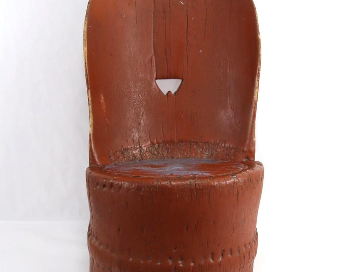 Antique Norwegian Kubbestol Chair | 18th Century Folk Art Painted Log Chair | Scandinavian Rustic Primitive Furniture