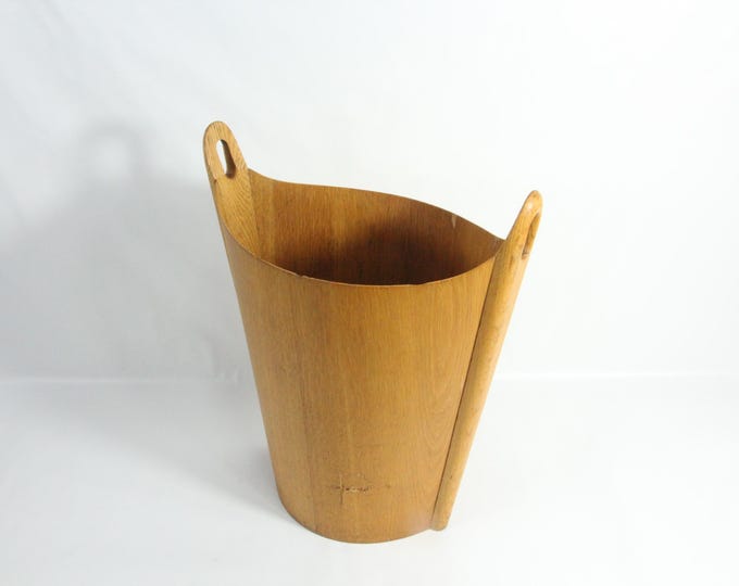 Collector's Item: 1950s Rare oak wood Rubbish Bin by P.S Heggen | Norwegian Design Treasures