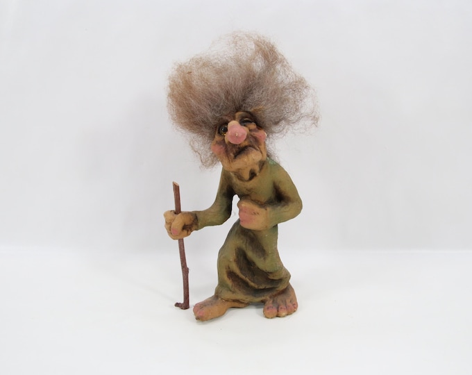 NyForm Norwegian Troll Witch 1980s | Handmade Latex Norway Folklore Figurine | Vintage Scandinavian Mythology Decor Walking Troll