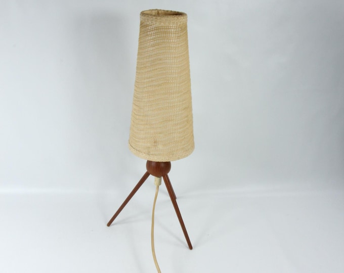 Mid Century Modern Teak Desk Lamp, Scandinavian Design