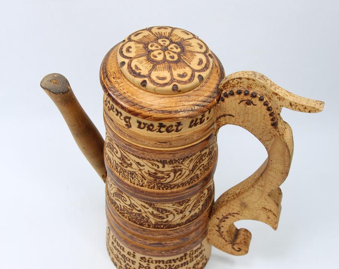 Handcrafted Vintage Norwegian Watering Can - Rustic Bentwood Folk Art for Home Decor