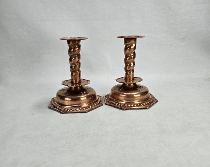 Exquisite 1800s Handmade Candlestick Set - Authentic Norwegian/Swedish Hammer Struck Candle Holders