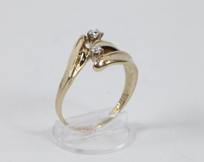 Vintage 14 Carat Diamond Ring | Two diamonds Diamond | Yellow Gold Ring | Vintage Jewelry for Her | Wedding Gift | Gift for Her