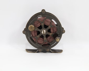 Antique Pflueger Progress Fly Reel | 1920s Skeleton Brass Fishing Reel | Made in USA Vintage Tackle Collectible