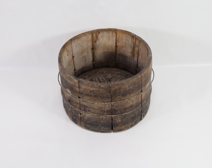 Antique Norwegian Butter Bucket from 19th Century - Butter bucket with Farm Initials