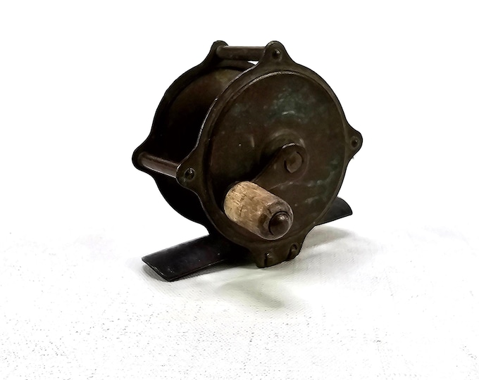 Rare Vintage Swedish Brass Spinning Reel | Antique Fishing Reel Collectible | Classic Angler Tackle Display