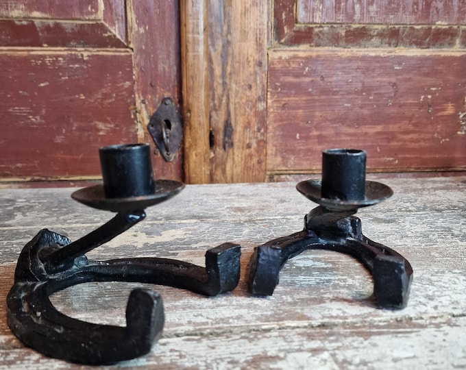 Vintage Norwegian wrought iron Candle holders,Wrought iron candlesticks, mid-century, Scandinavian Candle Holder, vintage Norwegian folkart