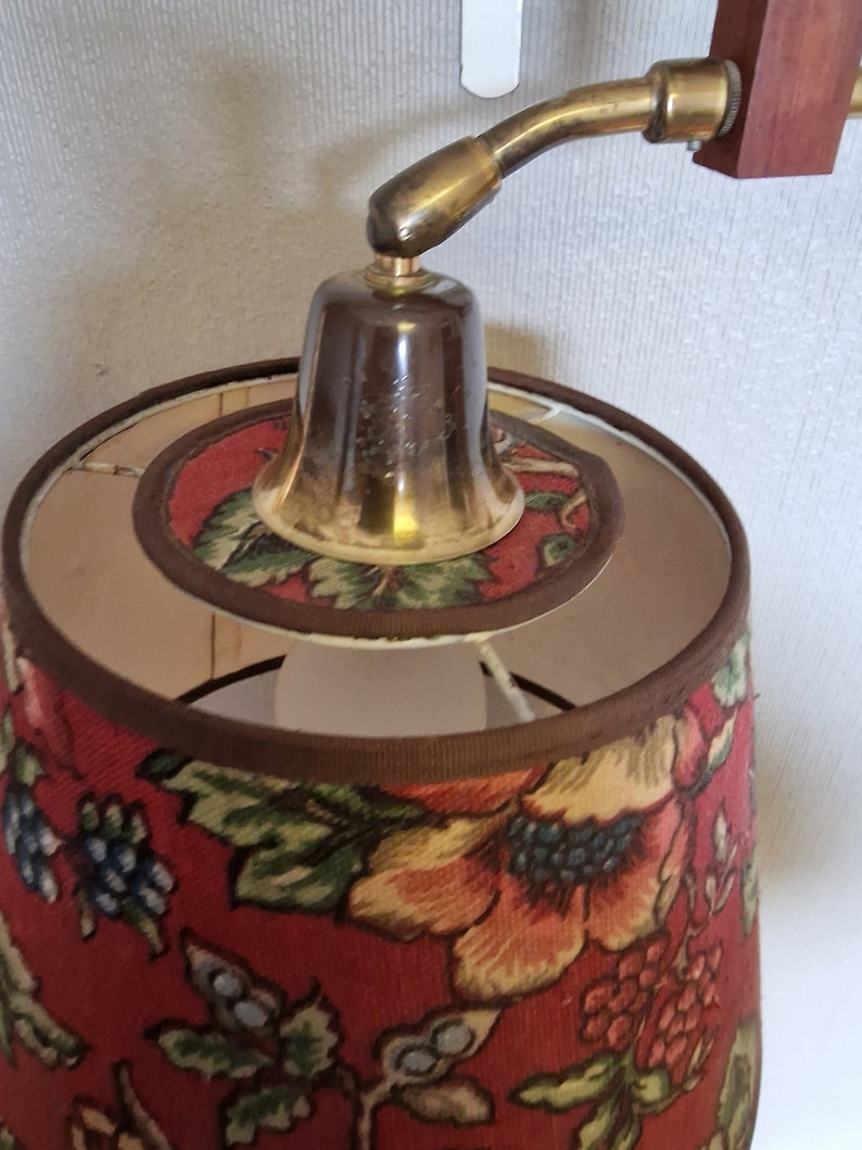 Fantastic 1950s Norwegian designed teak wall lamp,Wall scone lamp,Interior lamp,Flower lamp shade,Scandinavian design,Rare design lamp image 9