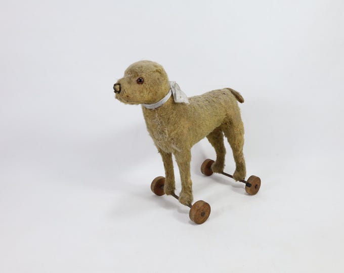 Vintage Well-Loved Pull Toy Dog, Possible German Origin - Unique Gift for Collectors or Loved Ones