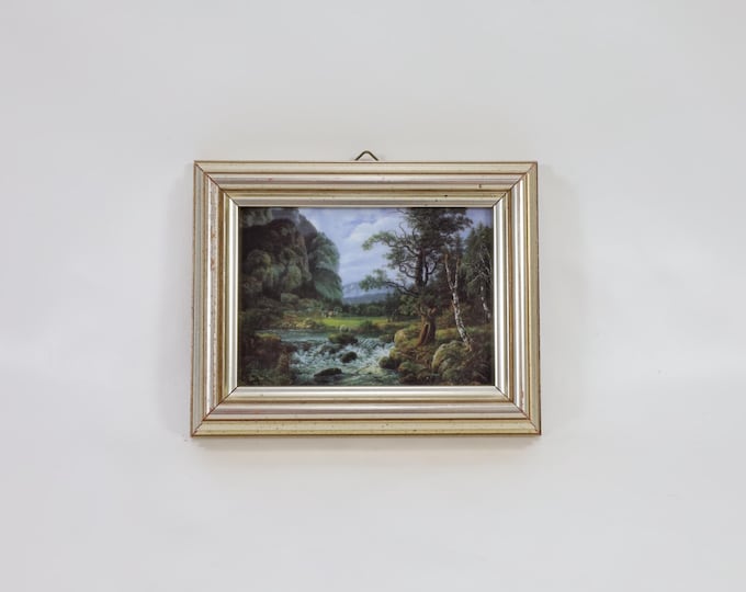 Vintage Norwegian Art Tile | Porsgrund Porcelain Tile | Dahl Design | Farm Scene Decor | 1980s Scandinavian Art