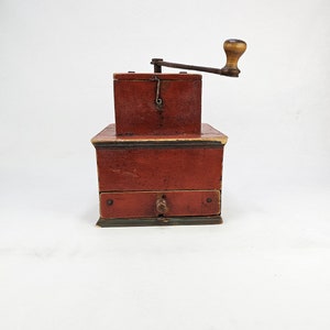 Antique coffee grinder from 1800s - Norwegian Primitive and rustic tool - Kitchen counter decor